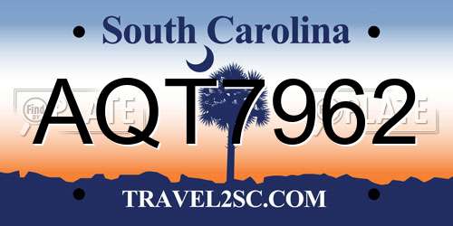 AQT7962 South Carolina License Plate