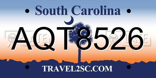 AQT8526 South Carolina License Plate