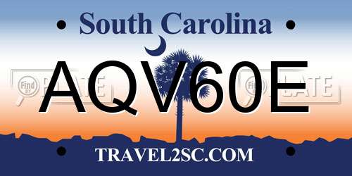 AQV60E South Carolina License Plate