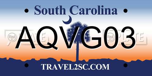 AQVG03 South Carolina License Plate
