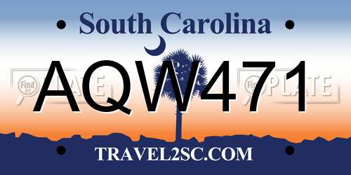 AQW471 South Carolina License Plate