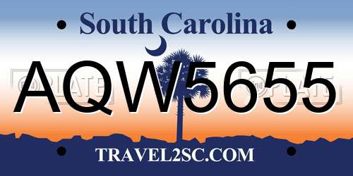 AQW5655 South Carolina License Plate