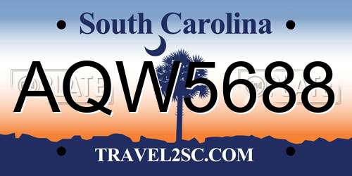AQW5688 South Carolina License Plate