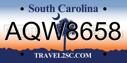 AQW8658 South Carolina License Plate
