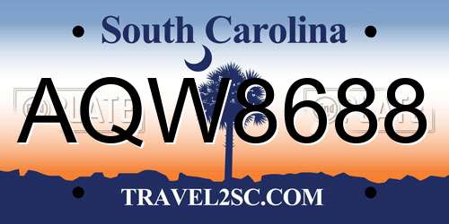 AQW8688 South Carolina License Plate