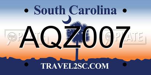 AQZ007 South Carolina License Plate