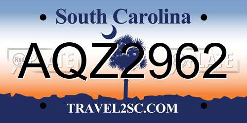 AQZ2962 South Carolina License Plate