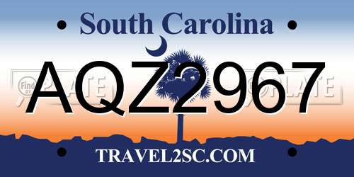 AQZ2967 South Carolina License Plate