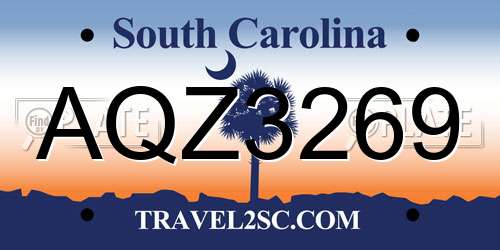 AQZ3269 South Carolina License Plate