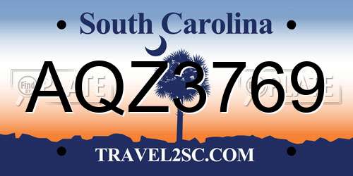 AQZ3769 South Carolina License Plate