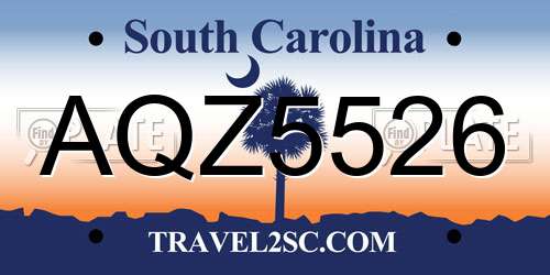 AQZ5526 South Carolina License Plate