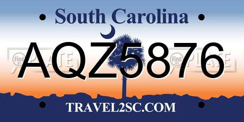 AQZ5876 South Carolina License Plate