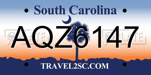 AQZ6147 South Carolina License Plate