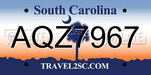 AQZ7967 South Carolina License Plate