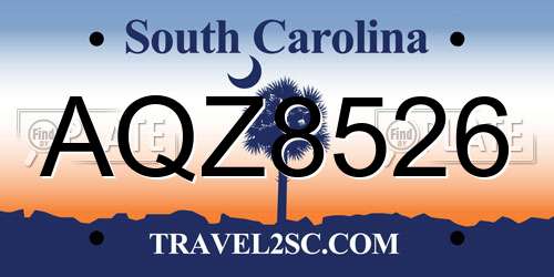 AQZ8526 South Carolina License Plate