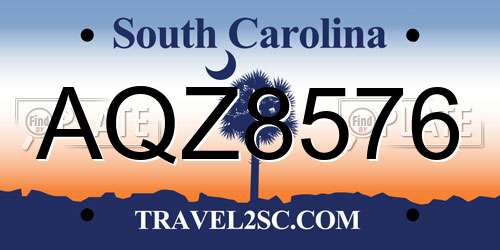 AQZ8576 South Carolina License Plate