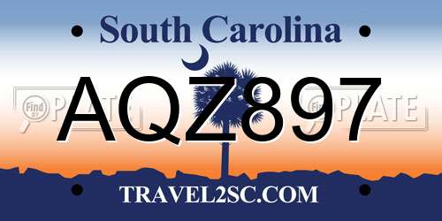 AQZ897 South Carolina License Plate