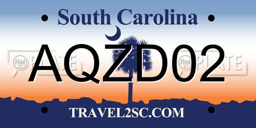 AQZD02 South Carolina License Plate