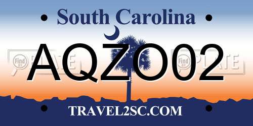 AQZO02 South Carolina License Plate