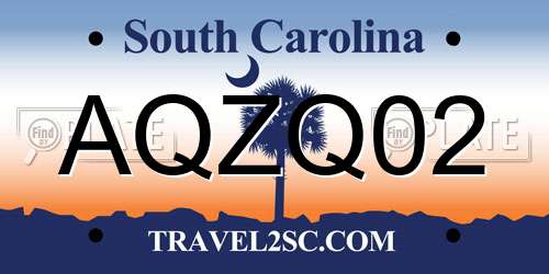 AQZQ02 South Carolina License Plate