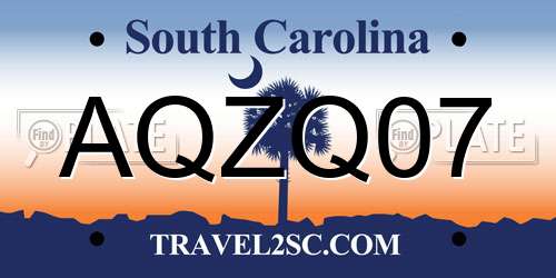 AQZQ07 South Carolina License Plate