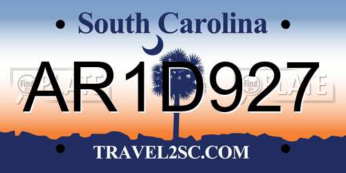 AR1D927 South Carolina License Plate