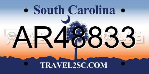 AR48833 South Carolina License Plate
