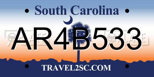 AR4B533 South Carolina License Plate