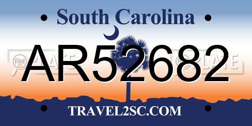 AR52682 South Carolina License Plate
