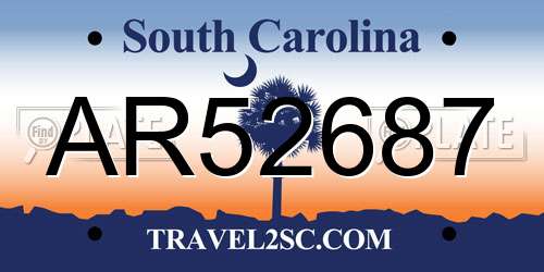AR52687 South Carolina License Plate