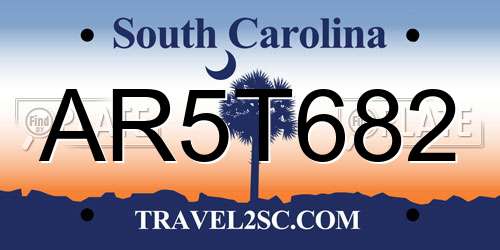 AR5T682 South Carolina License Plate