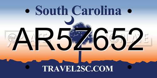 AR5Z652 South Carolina License Plate