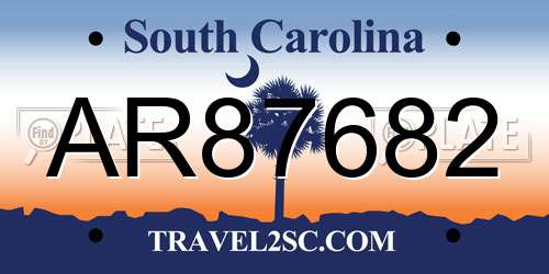 AR87682 South Carolina License Plate