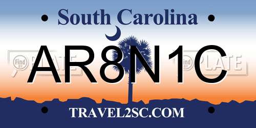 AR8N1C South Carolina License Plate