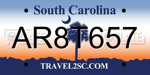 AR8T657 South Carolina License Plate