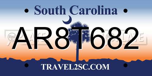 AR8T682 South Carolina License Plate