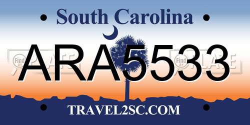 ARA5533 South Carolina License Plate