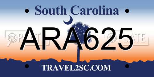 ARA625 South Carolina License Plate