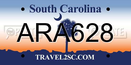 ARA628 South Carolina License Plate