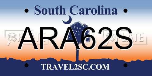 ARA62S South Carolina License Plate