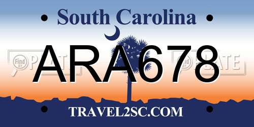 ARA678 South Carolina License Plate