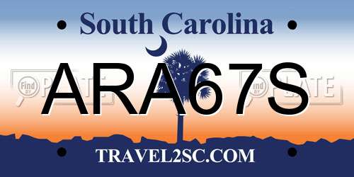 ARA67S South Carolina License Plate