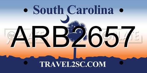 ARB2657 South Carolina License Plate