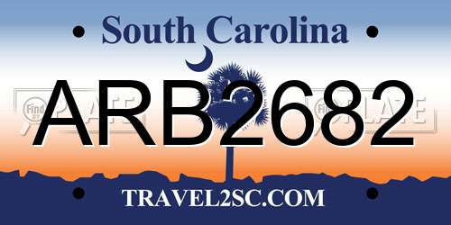 ARB2682 South Carolina License Plate