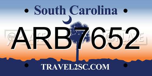 ARB7652 South Carolina License Plate