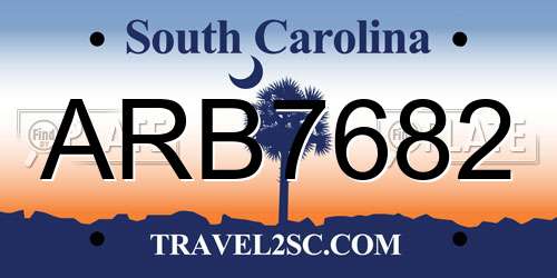 ARB7682 South Carolina License Plate