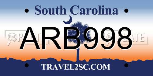 ARB998 South Carolina License Plate
