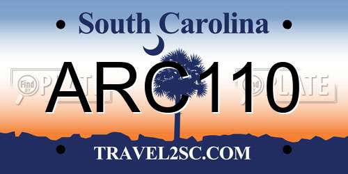 ARC110 South Carolina License Plate