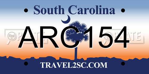 ARC154 South Carolina License Plate