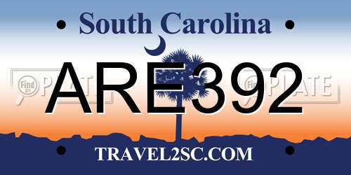 ARE392 South Carolina License Plate